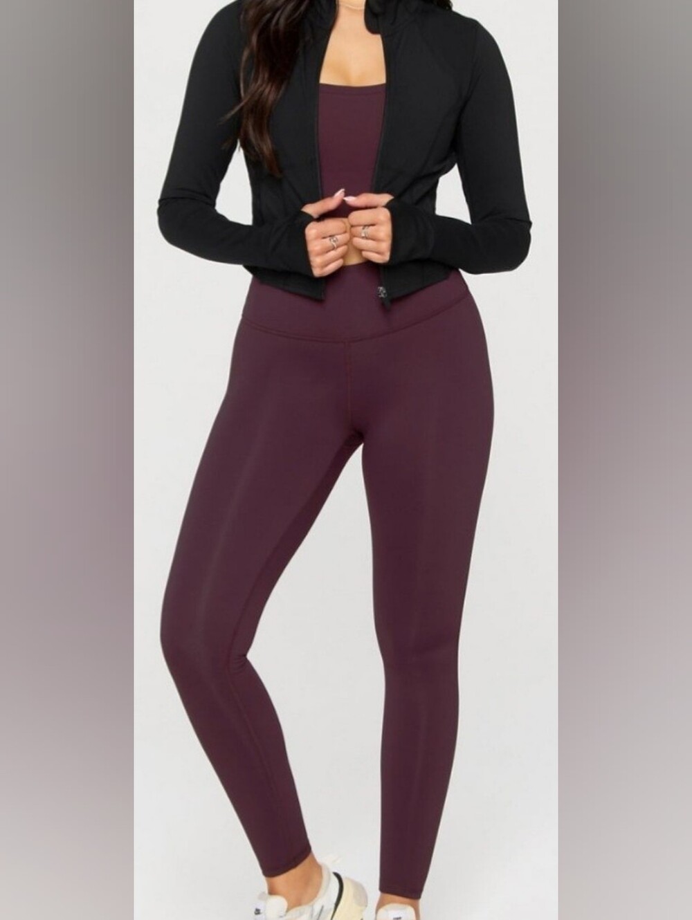 Fabletics Purelux Medium High-Waist Pocket Leggings - Burgundy (Oxblood)